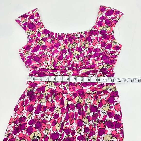 London Times Pink Floral Ruched Waist Fit & Flare Dress Size 4 - Picture 8 of 10